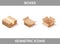 Simple Set ofÂ Isometric packaging boxes Vector 3DÂ Icons. Color isometric icons without strokes. Cardboard boxes